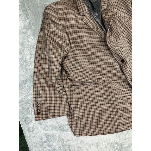Men's Brown Plaid Oak Hill Sport Coat Blazer Size 4XL 58R/60R excellent - Picture 8 of 12